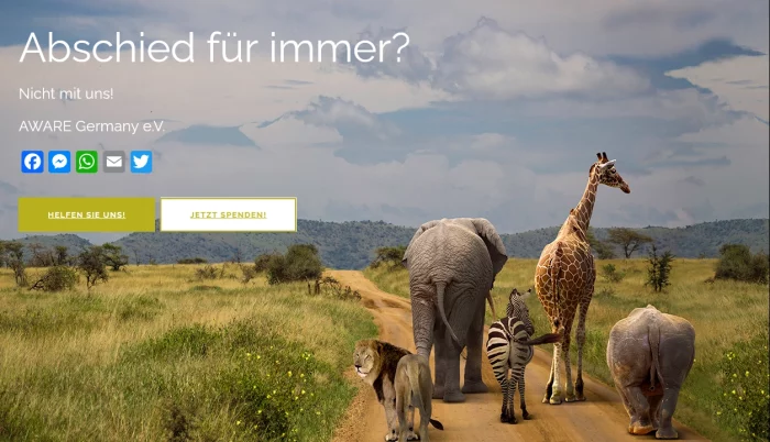 AWARE-Germany e. V. Titelbild zeigt aussterbende Tiere
