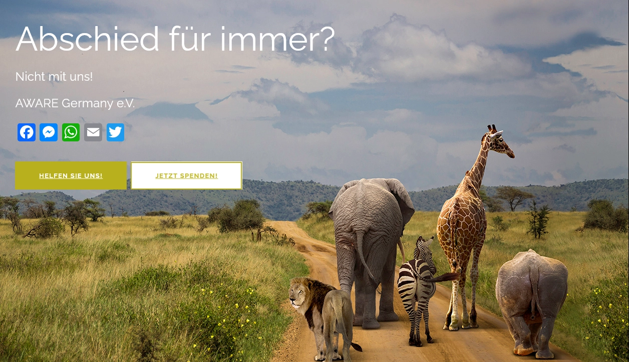 AWARE-Germany e. V. Titelbild zeigt aussterbende Tiere