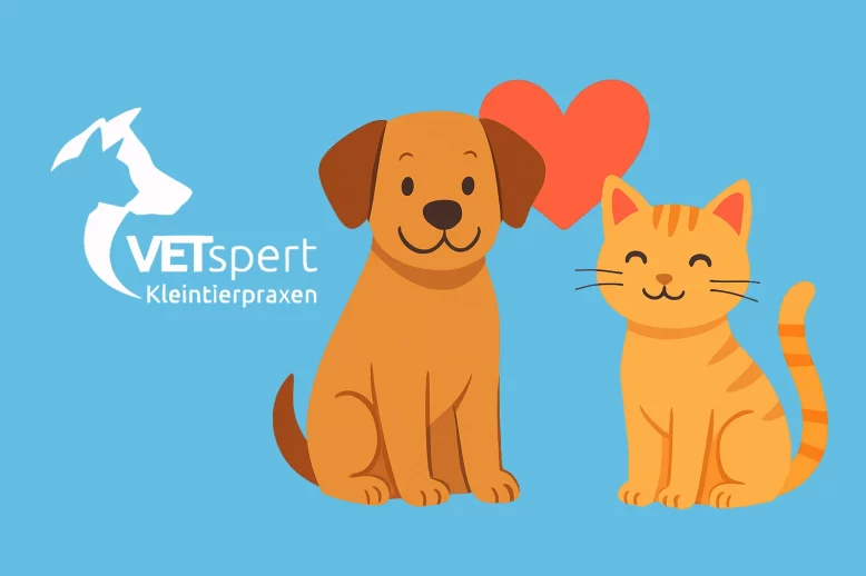 Grafik Hund und Katze, gezeichnet, nebeneinander